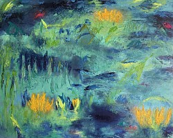 « Jardin aux fleurs jaunes »  huile sur toile 30x40 pouces 1750$