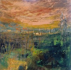 « Coucher de soleil sur marécages »  36x36 pouces 1800$