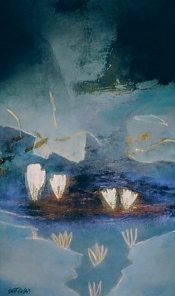 « Le Ruisseau » acrylique sur toile 30x60 pouces 2250$