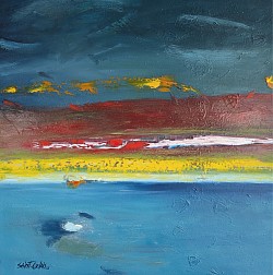 « La vie tranquille » huile sur toile galerie 30x30 pouces   1500$
