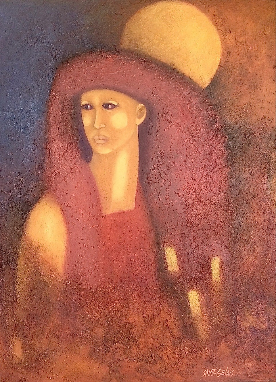 « Dame à la lune »  médium-mixte sur toile 30x40 pouces      1750$