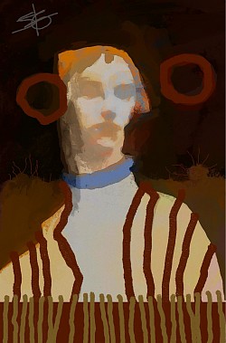 Fille au gilet rayé