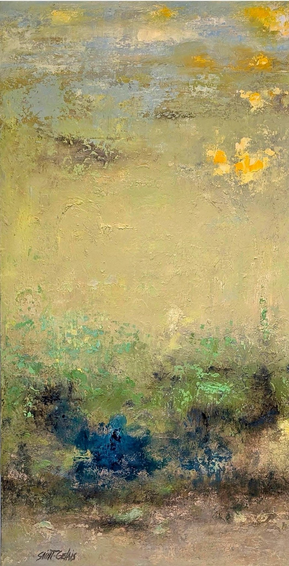 De ma série des jardins huile sur toile 18 x36 pouces