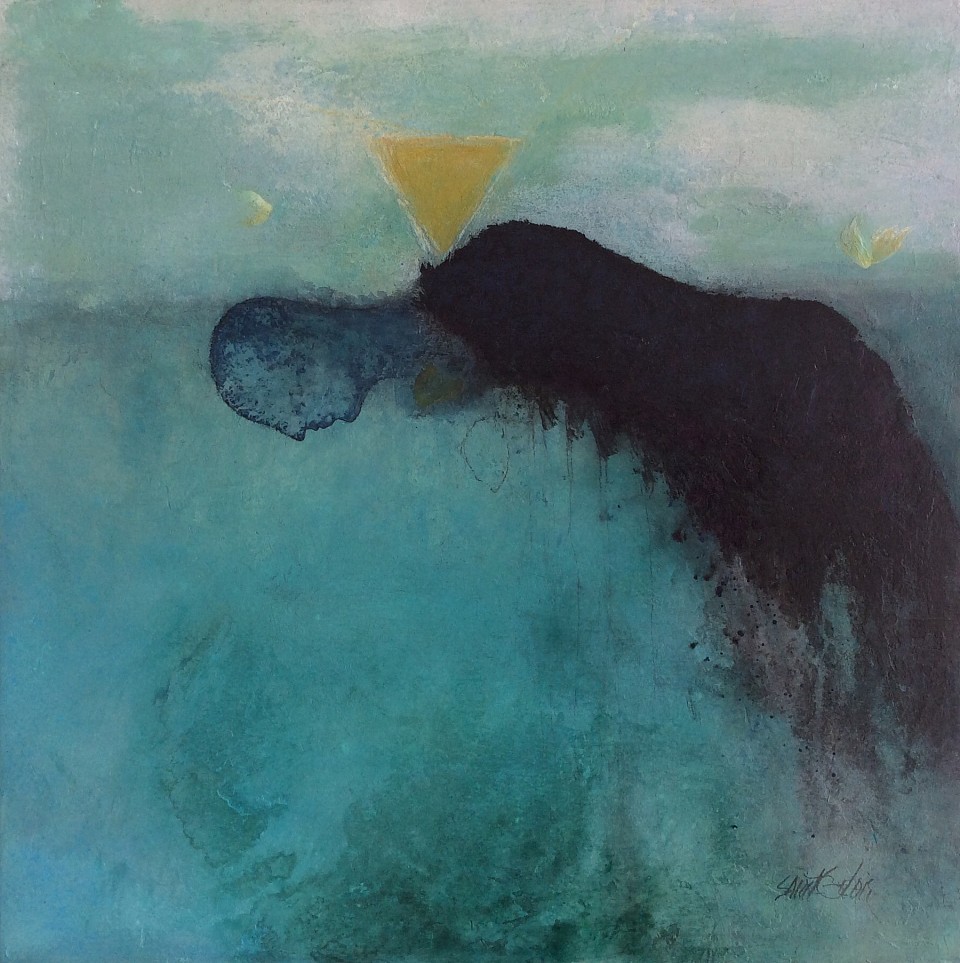 « Propulsion » hacrylique sur bois 24x24 pouces