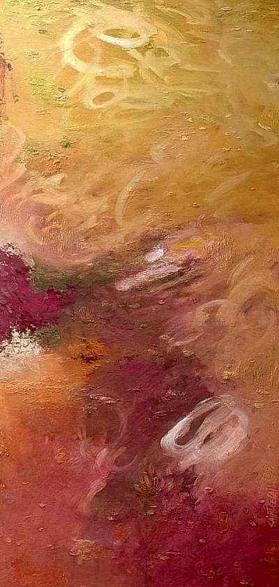 De ma série des jardins huile sur toile 24x48 pouces 2025